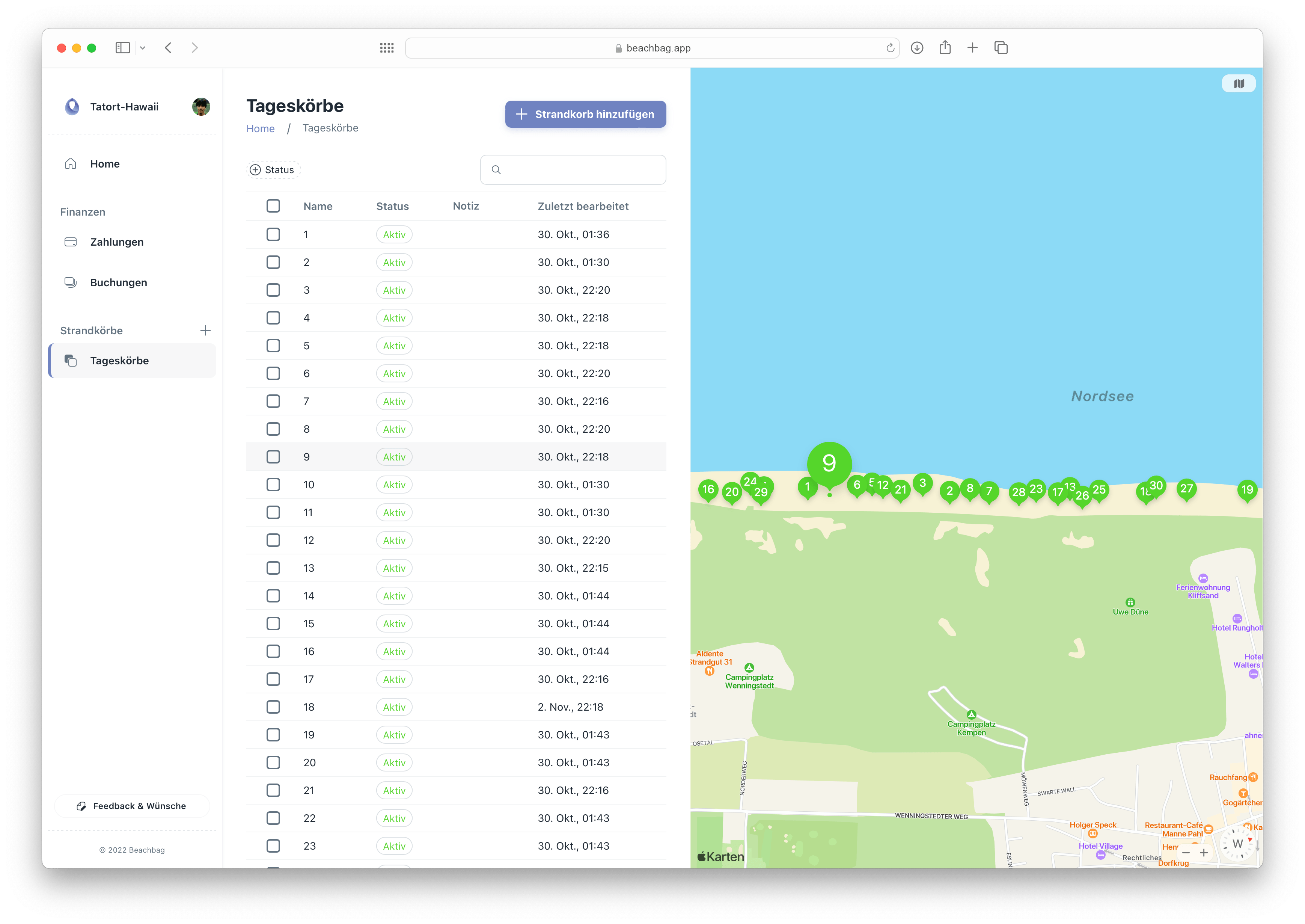 Verwalte deine Strandkörbe